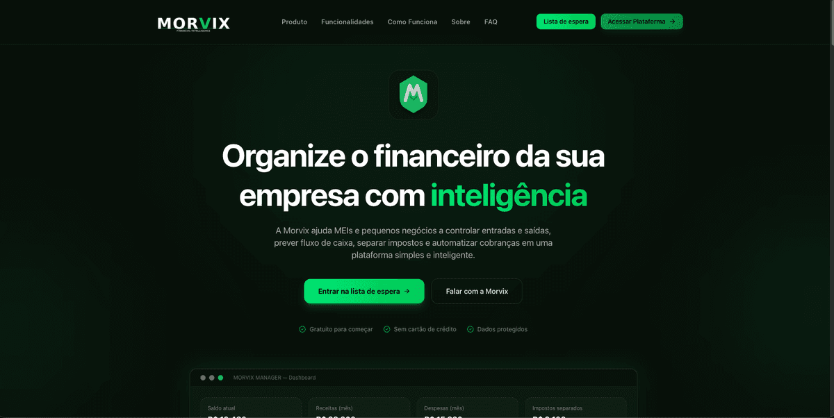 Screenshot do site Morvix