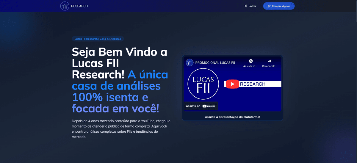 Screenshot do site Investimentos