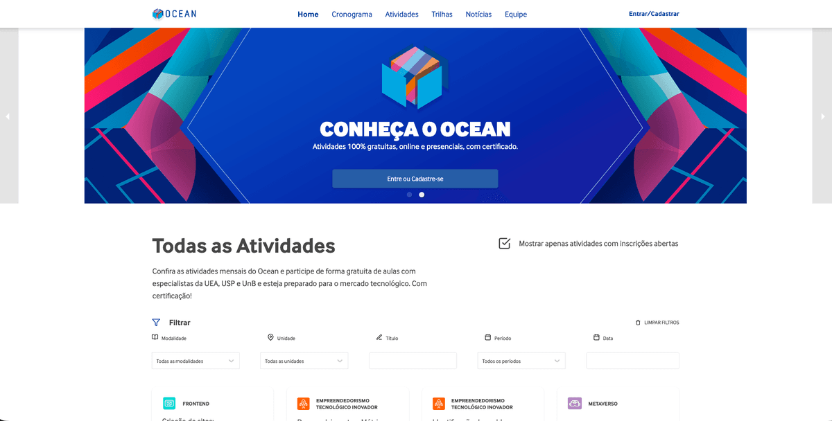 Screenshot do site Samsung Ocean